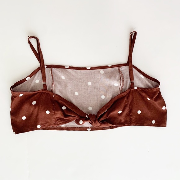 Topshop Maroon Polka Dot Crop Top - Picture 6 of 6